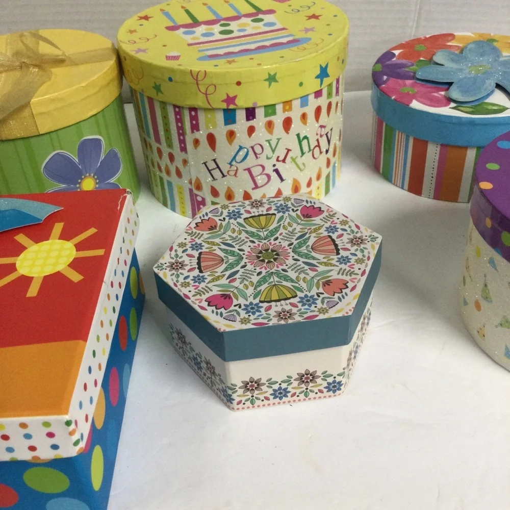 Voila Set of 6 Colorful Gift Boxes, NWOT